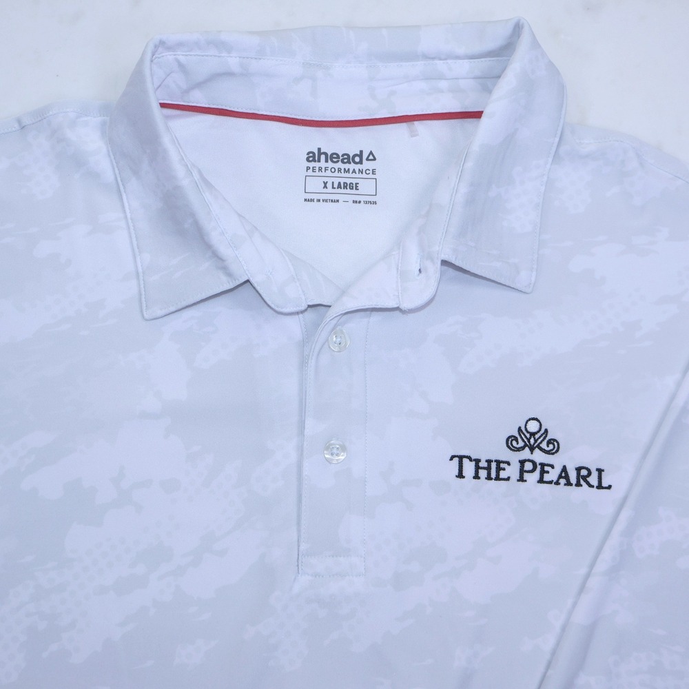 Ahead Performance The Pearl Golf Links NC Mens XL Polo Shirt White Camo